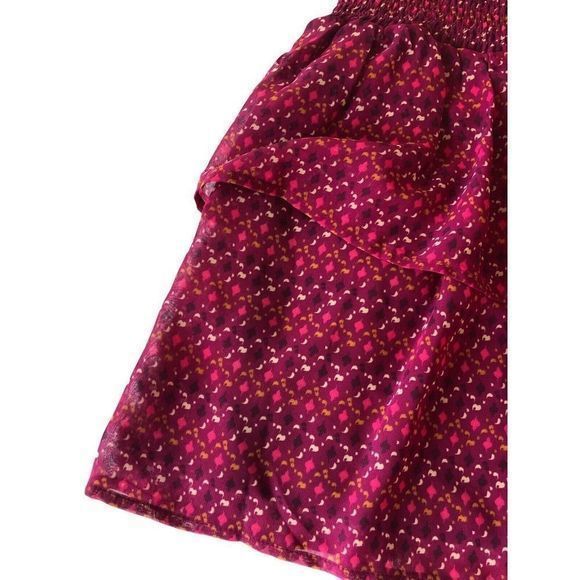 Old‎ Navy Tiered Mini Skirt Burgundy Geometric Pattern Elastic Yoke Waist Small - Picture 4 of 9